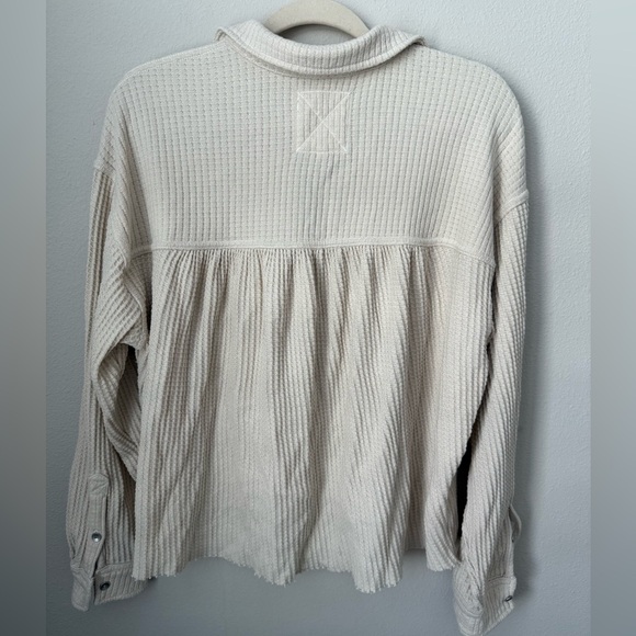 Aerie Waffle Knit Oversized Cropped Shacket Small - Picture 6 of 8